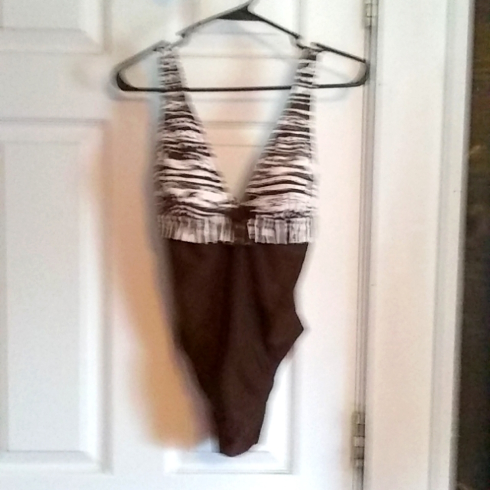 NWT Christina brown and white bathing suit